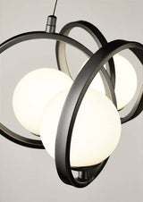 Searchlight Twister 6Lt Ceiling Pendant - Black Metal & Opal - Comet Lighting