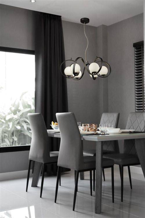 Searchlight Twister 6Lt Ceiling Pendant - Black Metal & Opal - Comet Lighting