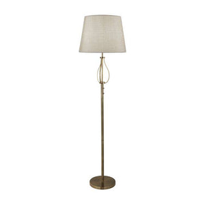 Searchlight Vegas 1Lt Floor Light| Antique Brass With Oatmeal Shade - Comet Lighting