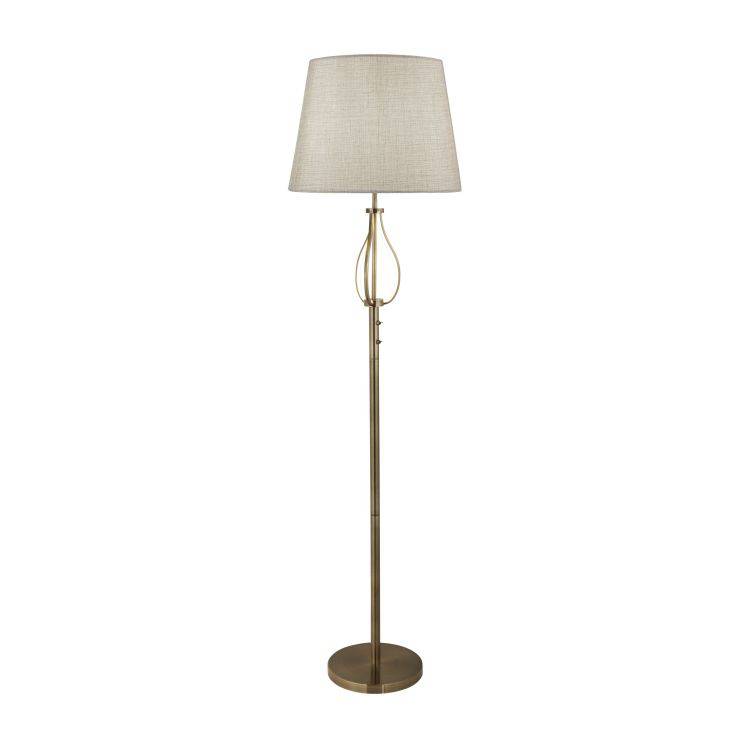 Searchlight Vegas 1Lt Floor Light| Antique Brass With Oatmeal Shade - Comet Lighting