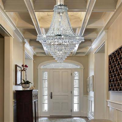 Searchlight Versailles Chrome 19 Light Chandelier Crystal - Comet Lighting