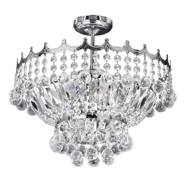 Searchlight Versailles Chrome 5 Light Trimmed Crystal - Comet Lighting