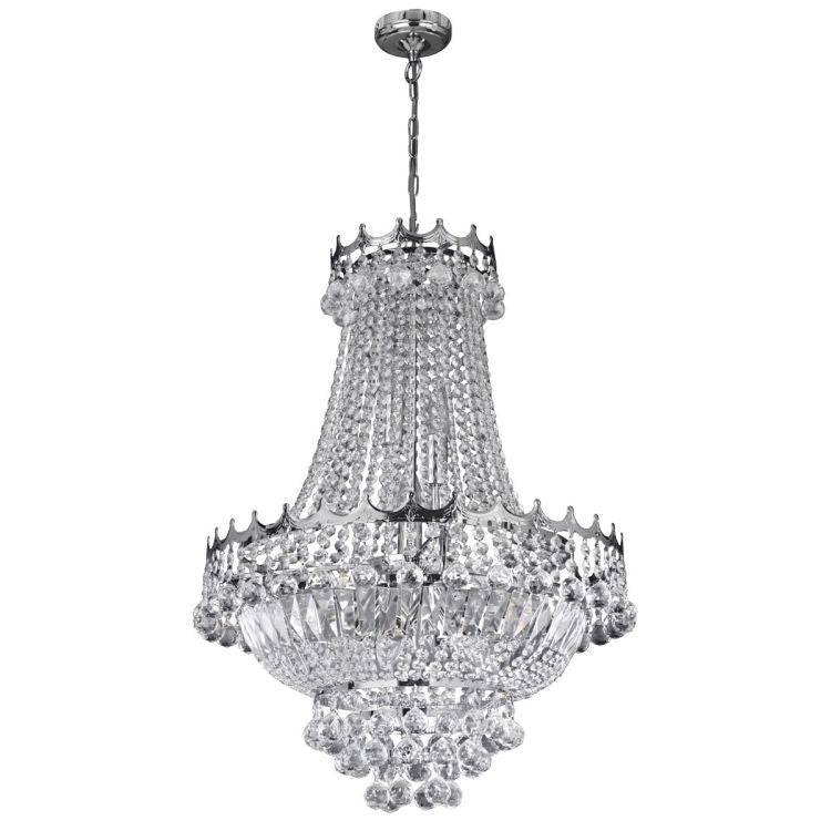 Searchlight Versailles Chrome 9 Light Chandelier Trimmed Crystal - Comet Lighting