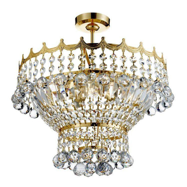 Searchlight Versailles Gold 5 Light Trimmed Crystal - Comet Lighting