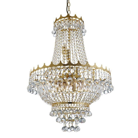 Searchlight Versailles Gold 9 Light Chandelier Trimmed Crystal - Comet Lighting