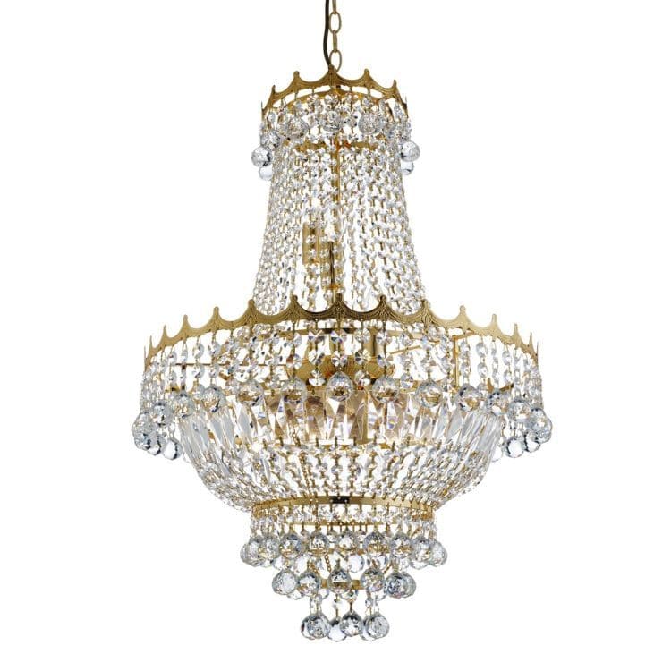 Searchlight Versailles Gold 9 Light Chandelier Trimmed Crystal - Comet Lighting