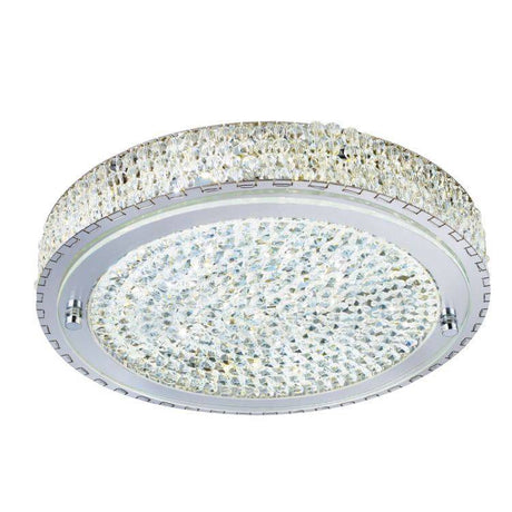 Searchlight Vesta Chrome LED Flush Light Crystal - Comet Lighting