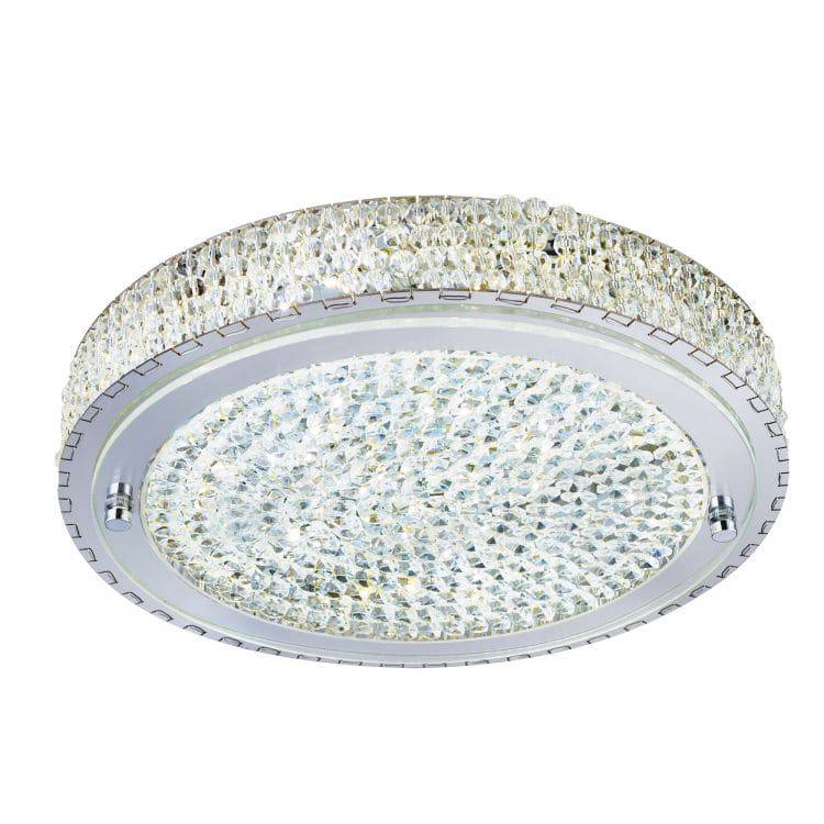 Searchlight Vesta LED Ceiling Flush 40Cm Chrome Crystal Centre - Comet Lighting