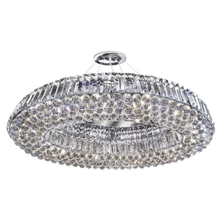 Searchlight Vesuvius Chrome Oval 10 Light Chandelier Crystal - Comet Lighting