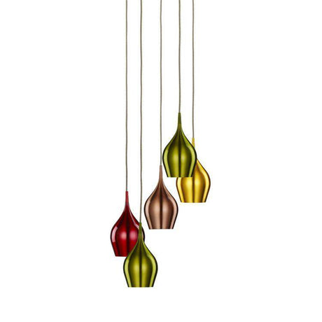 Searchlight Vibrant 5 Light Pendant Multi-Coloured Shades - Comet Lighting