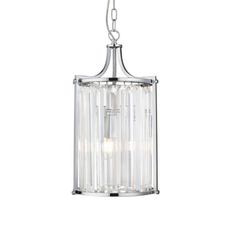 Searchlight Victoria 2Lt Pendant| Chrome With Crystal Glass - Comet Lighting