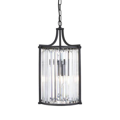 Searchlight Victoria 2Lt Pendant| Matt Black With Crystal Glass - Comet Lighting