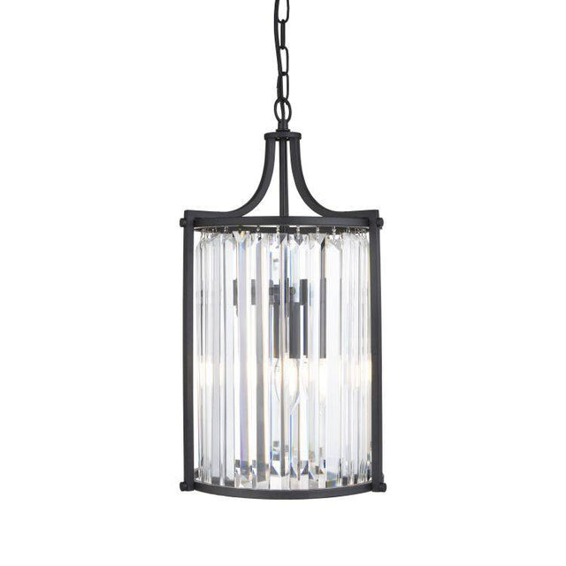 Searchlight Victoria 2Lt Pendant| Matt Black With Crystal Glass - Comet Lighting