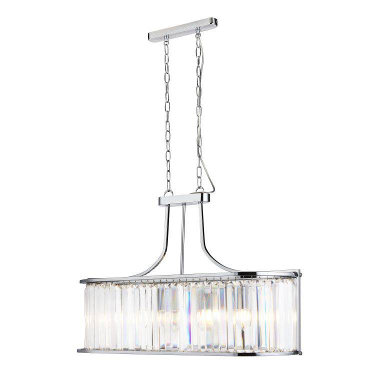 Searchlight Victoria 5Lt Oval Pendant| Chrome With Crystal Glass - Comet Lighting