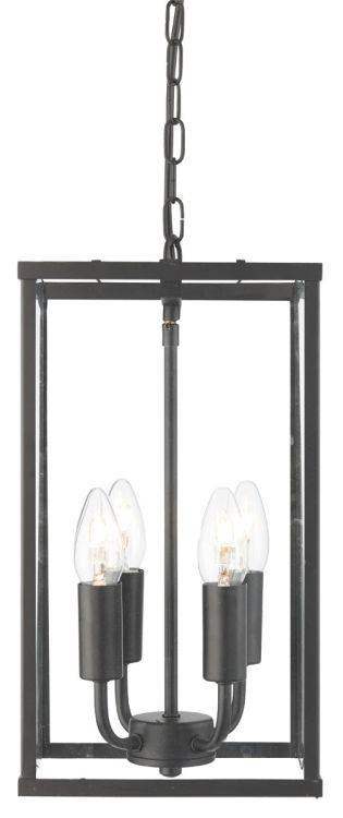 Searchlight Voyager Black 4 Light Rectangular Lantern Glass Panels - Comet Lighting