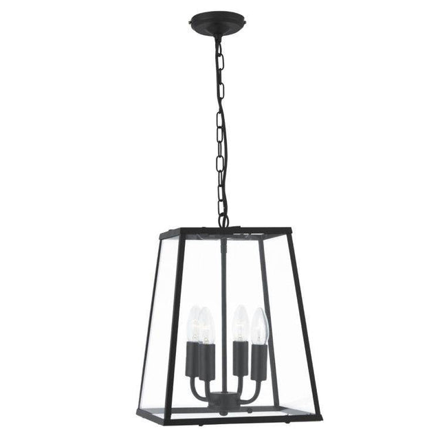 Searchlight Voyager Black Tapered 4 Light Lantern Glass Shade - Comet Lighting