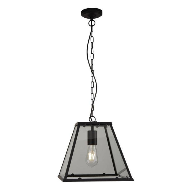 Searchlight Voyager Matt Black Tapered Bar Lantern With Clear Glass Panels - Comet Lighting