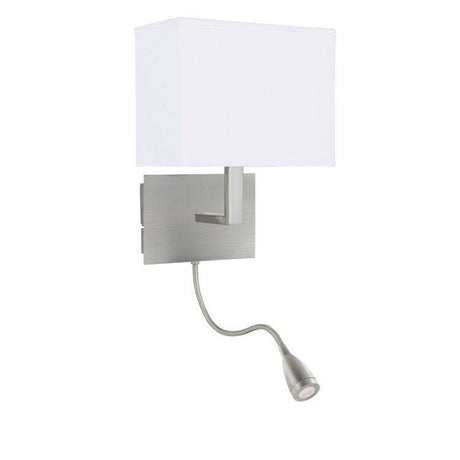 Searchlight Wall Light Incorporating LED Arm Silver White Shade - Comet Lighting