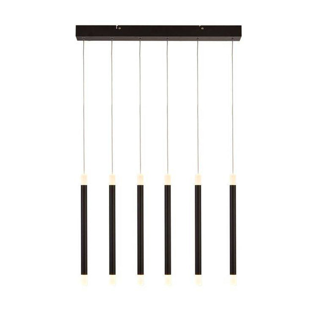 Searchlight Wands 6Lt LED Bar Ceiling Pendant - Black Metal & Acrylic - Comet Lighting