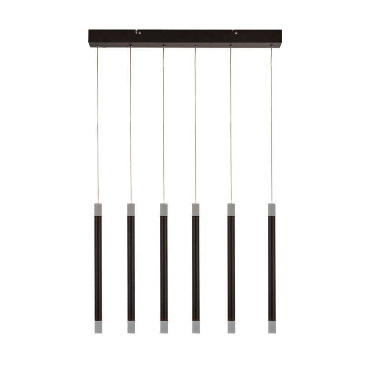 Searchlight Wands 6Lt LED Bar Ceiling Pendant - Black Metal & Acrylic - Comet Lighting