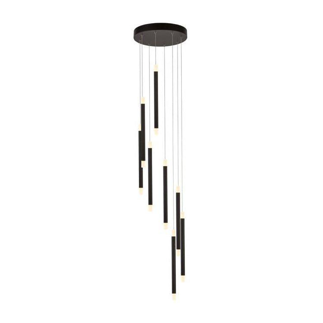 Searchlight Wands 8Lt LED Drop Ceiling Pendant - Black Metal & Acrylic - Comet Lighting