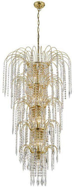 Searchlight Waterfall 13Lt Tier Chandelier - Gold & Crystal - Comet Lighting