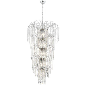 Searchlight Waterfall Chrome 13 Light Chandelier Crystal Buttons Drops - Comet Lighting