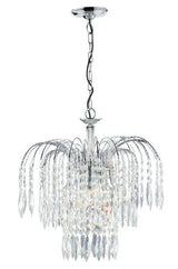 Searchlight Waterfall Chrome 3 Light Ceiling Crystal Drops - Comet Lighting