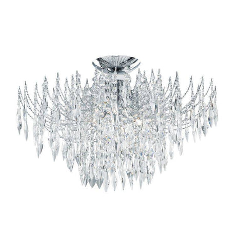 Searchlight Waterfall Chrome 4 Light Semi Flush Crystal Drops - Comet Lighting