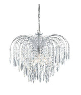 Searchlight Waterfall Chrome 5 Light Ceiling Crystal Drops - Comet Lighting