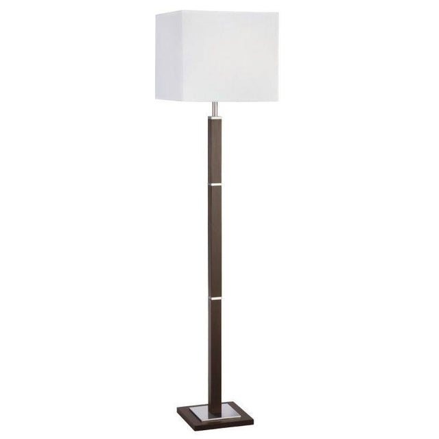 Searchlight Waverley Wood Floor Lamp Silver Trim - Comet Lighting