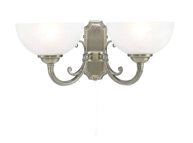 Searchlight Windsor Brass 2 Light Wall Bracket Glass Shades - Comet Lighting