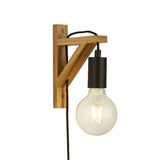 Searchlight Woody Wall Light - Wood & Black Metal - Comet Lighting