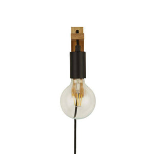 Searchlight Woody Wall Light - Wood & Black Metal - Comet Lighting