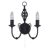 Searchlight Zanzibar Black 2 Light Wall Bracket Twisted Column - Comet Lighting