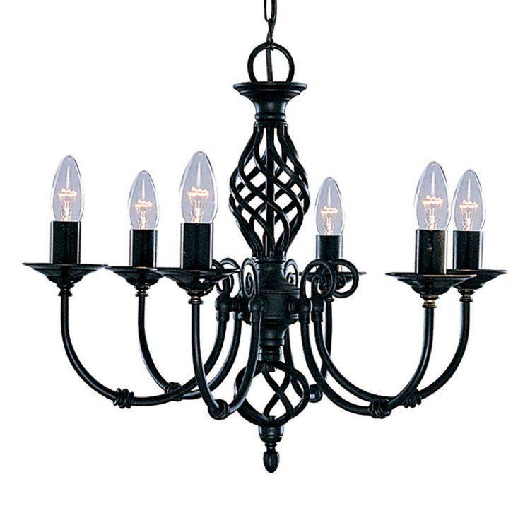 Searchlight Zanzibar Black 6 Light Ornate Twisted Column - Comet Lighting