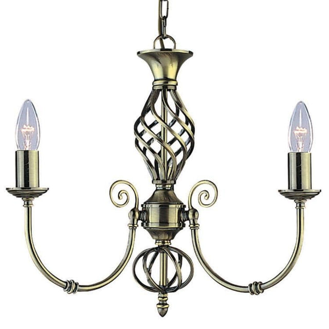 Searchlight Zanzibar Brass 3 Light Fitting Twisted Column - Comet Lighting