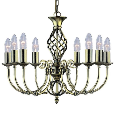 Searchlight Zanzibar Brass 8 Light Fitting Twisted Column - Comet Lighting