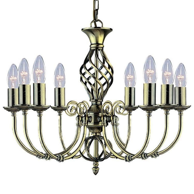 Searchlight Zanzibar Brass 8 Light Fitting Twisted Column - Comet Lighting