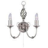 Searchlight Zanzibar Silver 2 Light Wall Bracket Twisted Column - Comet Lighting