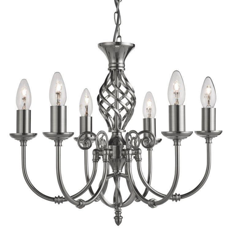 Searchlight Zanzibar Silver 6 Light Fitting Ornate Twisted Column - Comet Lighting