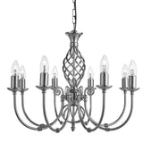 Searchlight Zanzibar Silver 8 Light Fitting Twisted Column - Comet Lighting