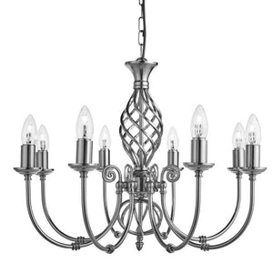 Searchlight Zanzibar Silver 8 Light Fitting Twisted Column - Comet Lighting