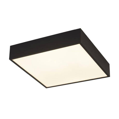 Searchlight Zeus Flush Bathroom Ceiling Light - Black Metal & Opal| IP44 - Comet Lighting