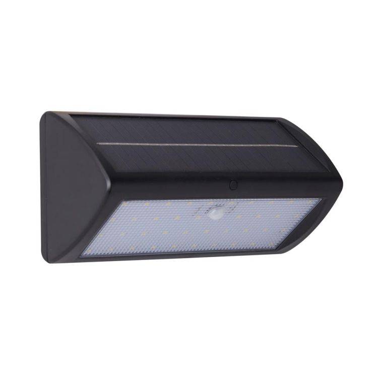 Solar Outdoor Wall Light - Black Metal & White Polycarbonate A - Comet Lighting