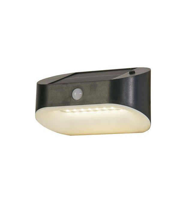 Solar Outdoor Wall Light - Black Metal & White Polycarbonate B - Comet Lighting