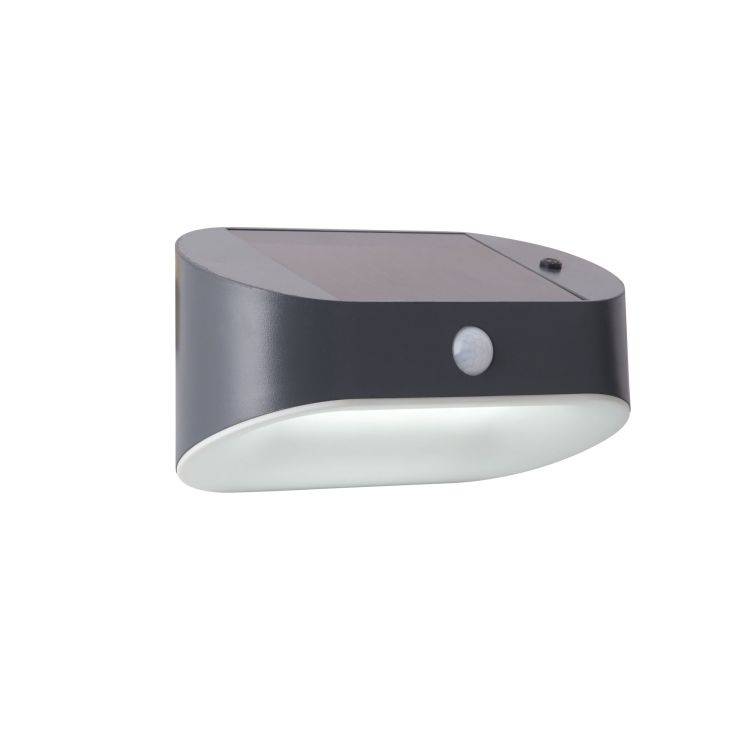 Solar Outdoor Wall Light - Black Metal & White Polycarbonate B - Comet Lighting