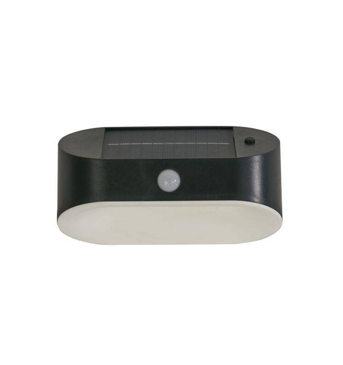 Solar Outdoor Wall Light - Black Metal & White Polycarbonate B - Comet Lighting