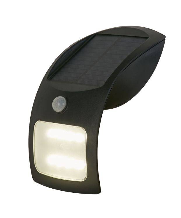 Solar Outdoor Wall Light - Black Metal & White Polycarbonate C - Comet Lighting