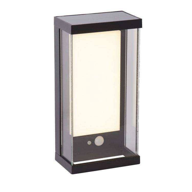 Solar Outdoor Wall Light - Black Metal & White Polycarbonate D - Comet Lighting